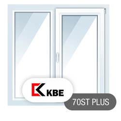 Пластиковые окна KBE ST 70 Plus, двухстворчатые 1400*1400