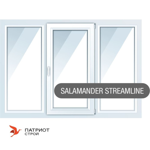Пластиковые окна Salamander Streamline (Германия), трехстворчатые 2000*1400