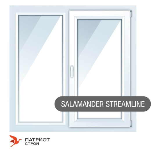 Пластиковые окна Salamander Streamline (Германия), двухстворчатые 1400*1400